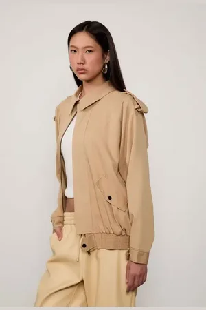 Animale Jaqueta Bomber Longa Com Martingales Nude Marzipan