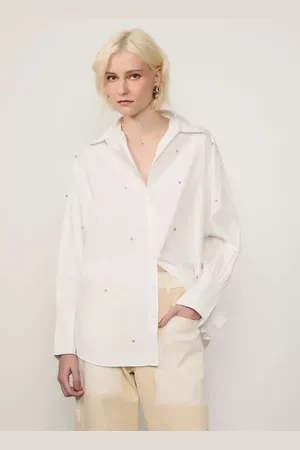 Animale Camisa De Tricoline Com Bordados De Pedraria Off