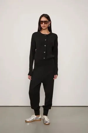 Animale Macacão De Tricot Jogger Com Botões Preto