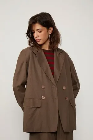 Animale Blazer De Alfaiataria Com Amarração Na Cintura Cinza Maple