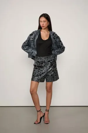 Animale Bermuda Jeans De Alfaiataria Bordada Jeans Escuro