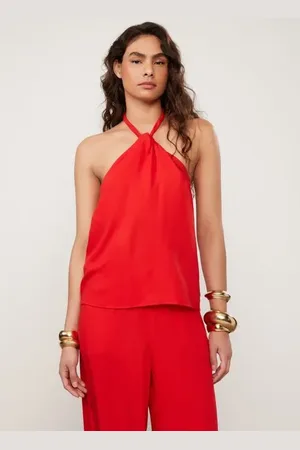 Animale Blusa Frente Unica Crepe Vermelho Fiery