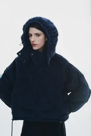 Animale Casaco Puffer Cotelê Azul Eclipse