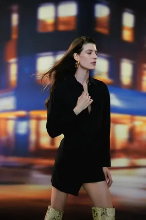 Animale Vestido Motor Corte Assimétrico Preto