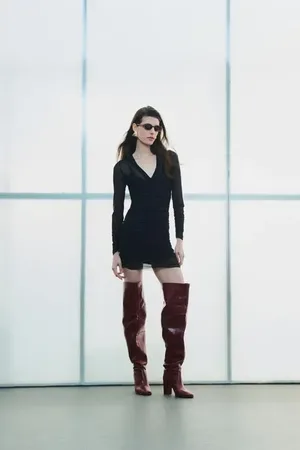 Animale Vestido De Malha Manga Longa Franzido Preto