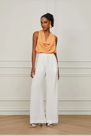 Animale Calça Pantalona De Crepe Alfaiataria Bege Whitecap