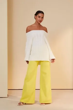 Animale Calça De Sarja Pantalona Cintura Alta Amarelo Meadow Amarelo Meadow