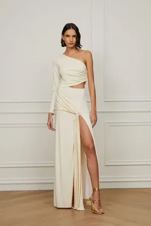 Animale Vestido Longo Off De Um Ombro Só Com Torções Off