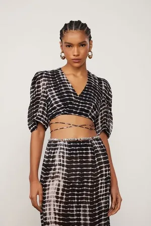 Animale Top De Viscose Curto Tie Dye Resort Est Textura Tiedye Preto