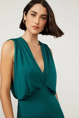 Animale Vestido De Jersey Midi Verde Com Decote v Verde Encanto