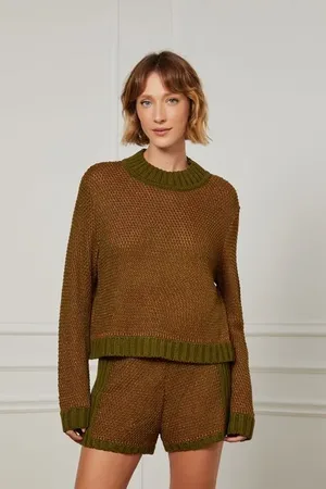 Animale Pull De Tricot Com Lurex Cobre Verde Figo