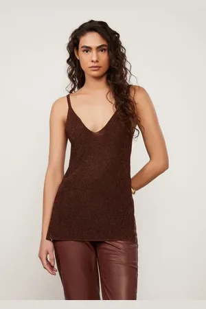 Animale Regata De Tricot Lurex Com Decote v Marrom Bordo