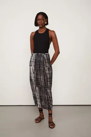 Animale Saia Midi Tie Dye Resort Est Textura Tiedye Preto