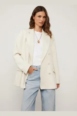 Animale Blazer Transpassado Mix Lã Bege Manhã Bege Manha