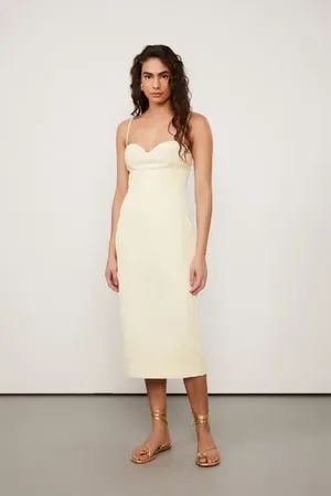 Animale Vestido De Algodão Midi Bege Flan