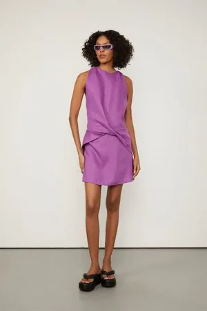 Animale Vestido Curto Com Nó Roxo Mirtilo
