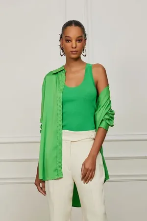 Animale Regata Com Decote u De Tricot Canelado Verde Verde Classico