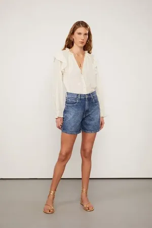 Animale Bermuda Jeans Trapezio Stoned Jeans Medio