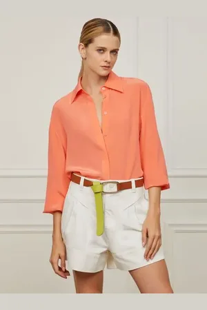 Animale Camisa De Seda Ampla Coral Coral Caqui