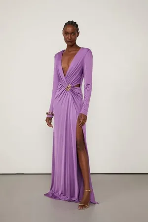Animale Vestido Longo De Jersey Com Recorte Roxo Mirtilo