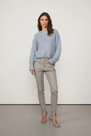 Animale Calça De Couro Stretch Recortes Cinza Mescla