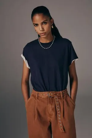 Animale Blusa De Malha Básica Decote Redondo Azul Eclipse