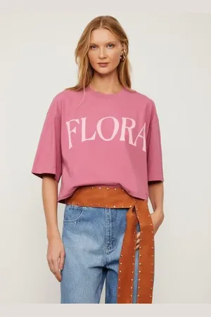 Animale T Shirt De Malha Cropped Rosa Com Silk Flora Rosa Primula