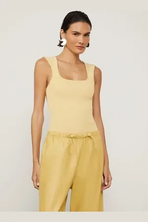 Animale Regata De Tricot Amarelo Com Decote Quadrado Amarelo Papiro