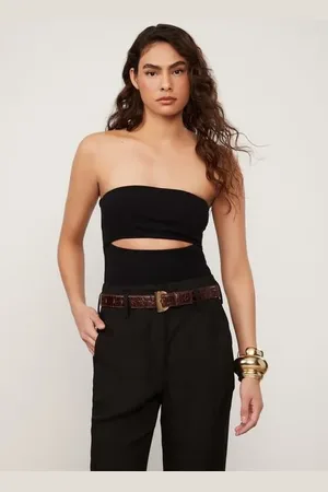 Animale Body De Malha Creponada Sem Alça Com Detalhe Cut Preto