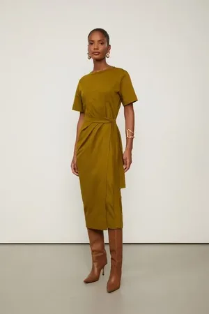 Animale Vestido De Meia Malha Verde Pareo Pesponto Verde Figo