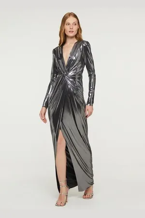 Animale Vestido De Malha Metalizada Grafite