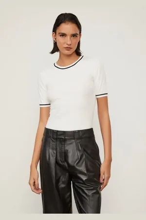 Animale Blusa Tee Manga Curta Bicolor Off White CPreto