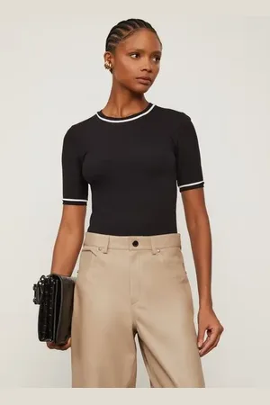 Animale Blusa Tee Manga Curta Bicolor Preto COff