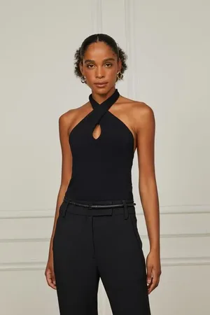 Animale Blusa De Malha Frente Única Com Detalhe Gota Off White Preto