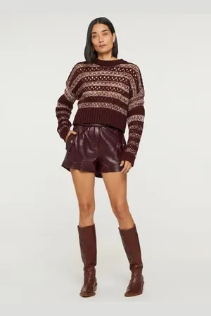 Animale Pull Detalhe Listras Com Lurex Tricot Roxo Roxo Berry