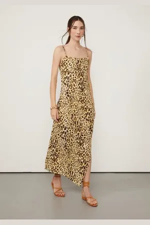 Animale Vestido Longo Com Alca e Fenda Lateral Est Onca Aquarela Forte Color p
