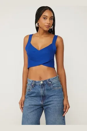Animale Top De Tricot Transpassado Azul Cannes