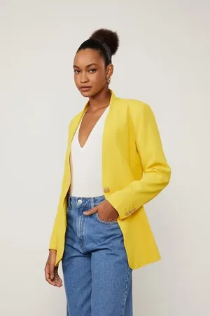 Animale Blazer De Crepe Amarelo Alongado Amarelo Sulphur