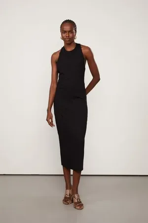 Animale Vestido De Malha Preto Com Decote Nadador Preto