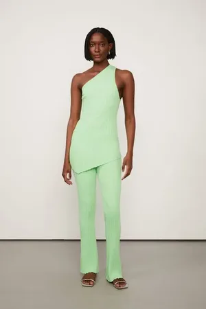 Animale Calça De Tricot Maxi Canelado Verde Summer