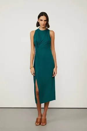 Animale Vestido De Malha Midi Verde Com Detalhe Entrelaçado Verde Encanto