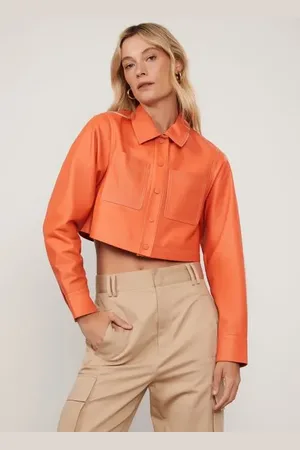 Animale Jaqueta Cropped Com Bolsos Frontais e Pe Laranja Arte