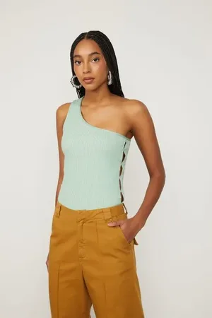 Animale Blusa De Tricot Um Obro Só Com Aberturas Laterais Verde Gage