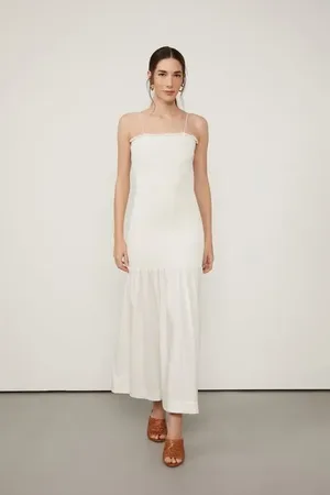 Animale Vestido De Lastex Midi Com Babado Off