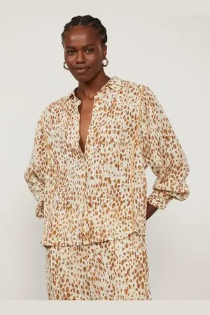 Animale Camisa De Georgette Com Vivos Estampada Est Onca Moderna Color