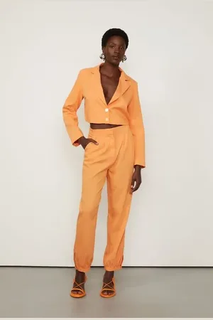 Animale Blazer De Alfaiataria Curto Com Amarração Laranja Aura