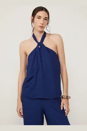 Animale Blusa Frente Unica Crepe Azul Print