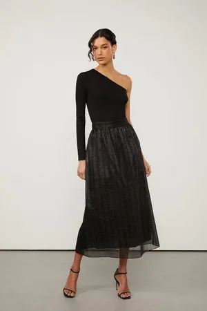Animale Saia Midi De Organza Preto