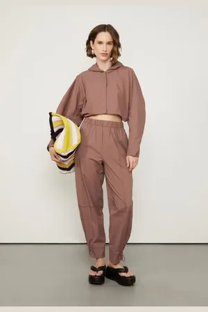Animale Jaqueta Nylon Cropped Com Vista De Botões Cinza Gama