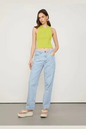 Animale Calça Jeans Boyfriend Puídos Chevron Jeans Claro